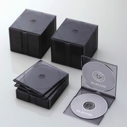 エレコム CD DVDスリムプラケース 2枚収納 50パック クリアブラック(CCD-JSCSW50 ...