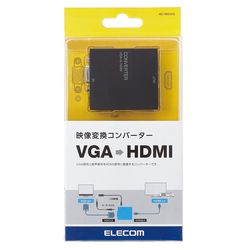 映像出力方法がVGA(D-Sub15pin)のみのパソコンから、HDMI入力のテレビやディスプレイ・プロジェクタに映像出力・音声転送。VGA信号と音声信号をHDMI信号に変換するコンバーターです。アナログ映像信号(VGA/D-Sub15pin)をHDMIのデジタル映像信号に変換することができます。アナログ音声をφ3.5ステレオミニ端子から入力し、映像信号と一緒にHDMI信号として出力が可能です。検索キーワード:ADHDCV03([インターフェース]入力：D-sub15pin(ミニ)/3.5mmステレオミニ端子メス、出力：HDMIタイプA(19pin)。[最大解像度]1920×1080)