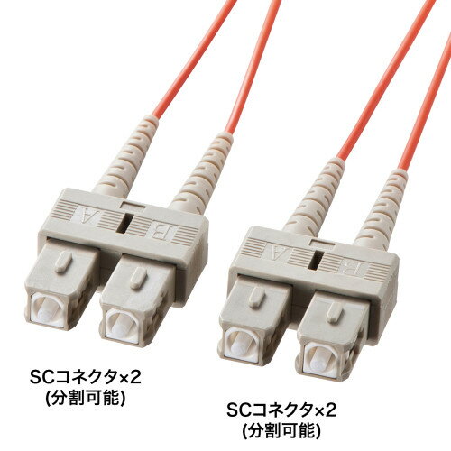 サンワサプライ メガネ型光ファイバケーブル（マルチ50μm、SC×2-SC×2、20m）(HKB-SCSC5-20N) メーカー品