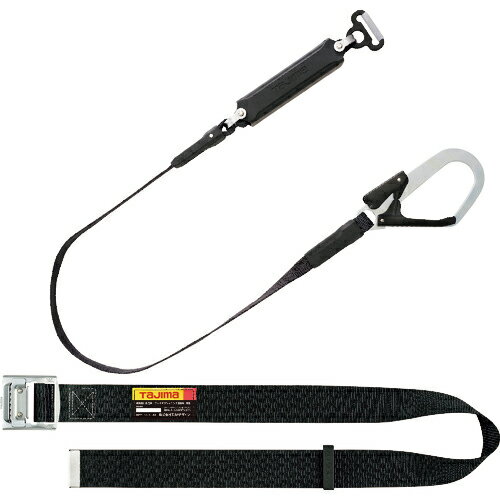 楽天ナノズ　楽天市場店タジマ 胴ベルト スチール M 黒 平ロープ A環L1セット 1セット（B1SMFR-AL1BK） 目安在庫=○