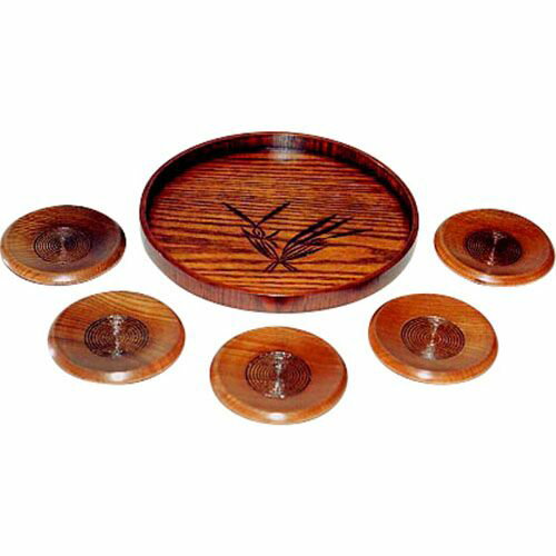 木製 蘭彫丸盆・茶托揃(L9022565) 取り寄せ商品