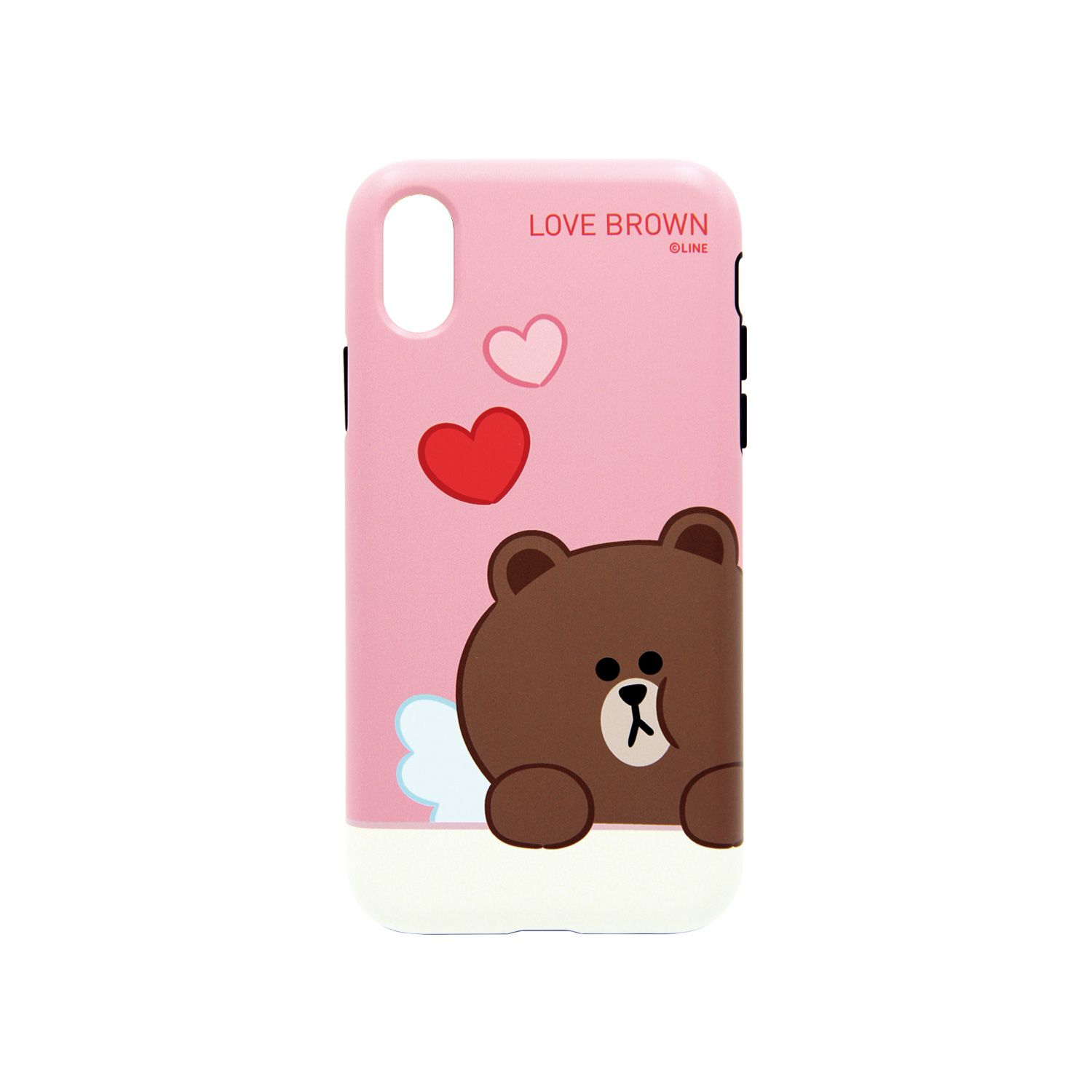 LINE FRIENDS iPhone XS / X DUAL GUARD CUPID LOVE ブラウン(KCL-DCL001) 仕入先在庫品
