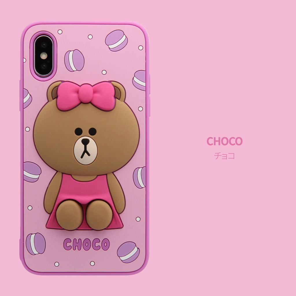 LINE FRIENDS iPhone XS / X SILICON チョコ(KCL-CHO003) 仕入先在庫品