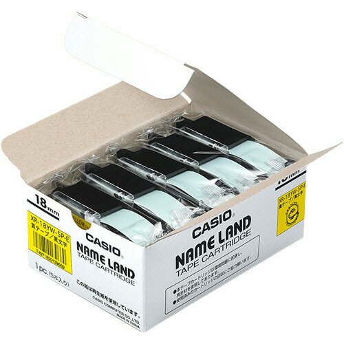 カシオ CASIO NAME LAND スタンダードテープ 18mmx8m 黄/黒文字 1セット(30個:5個x6パック)(4971850139669 x6) 目安在庫=○