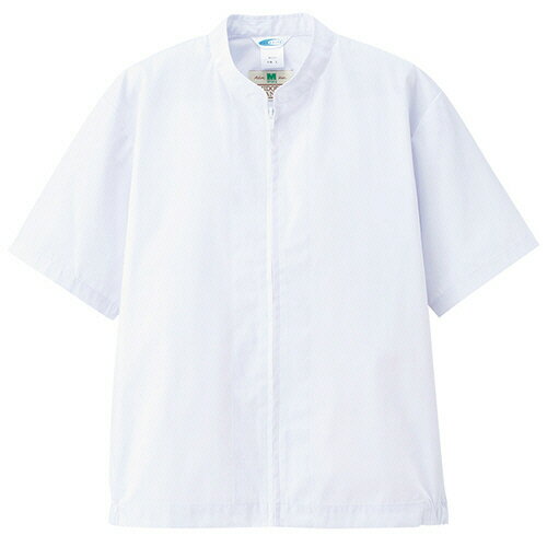 ミドリ安全 白衣 食品産業向け 男女共用 半袖ブルゾン MHS04 ポプリン 超薄 ホワイト S 1着(MHS04-UE-S..