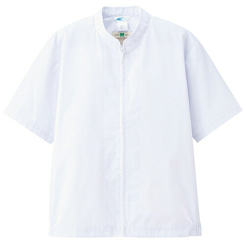 ミドリ安全 白衣 食品産業向け 男女共用 半袖ブルゾン MHS04 ポプリン 超薄 ホワイト M 1着(MHS04-UE-M..