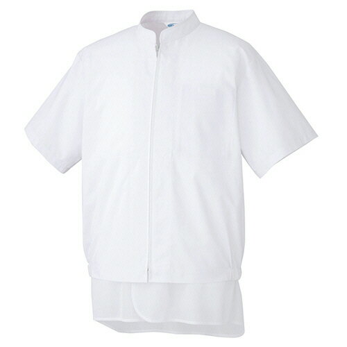 ミドリ安全 白衣 食品産業向け 男女共用 半袖ブルゾン MHS304 ポプリン 超薄 ホワイト S 1着(MHS304-UE..