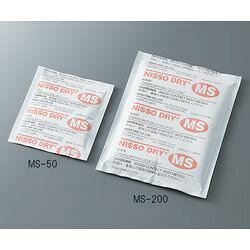 　乾燥剤ニッソードライMS(両面吸収タイプ)(10個入) (1袋(10個入り))。GHS CLP規則上の国別言語対応が不要で、国別の言語表示をすることなく使用できます。最大吸湿量は自重の400％です。低温度領域でも吸湿力が大きく、一定の吸湿力を維持できます。吸湿後にゼリー状に固化します。主成分：塩化マグネシウムサイズ（mm）：130×115入数：1袋（10個入）重量：40g/個 用途：防錆、除湿、防湿、調湿最大吸湿量：約400％（25℃・90％R.H.環境時）。検索キーワード:汎用科学機器 デシケーター類 デシケーター用関連商品
