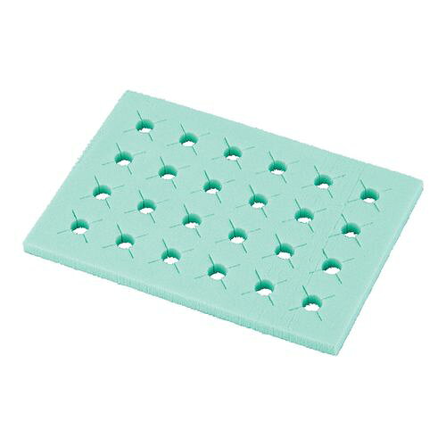 フローター φ6mm×24穴 10枚入 (1袋(10枚入り)) 各穴に4ヶ所切れ込みがあり、穴の広がりを抑えています。0.2・0.5mLチューブに適しています。フローター φ6mm×24穴 10枚入 (1袋(10枚入り))。各穴に4ヶ所切れ込みがあり、穴の広がりを抑えています。0.2・0.5mLチューブに適しています。穴径（mm）：φ6サイズ（mm）：100×70×4入数：1袋（10枚入）材質：発泡PE穴数：24穴。 穴径（mm）：φ6。サイズ（mm）：100×70×4。入数：1袋（10枚入）。材質：発泡PE。穴数：24穴。
