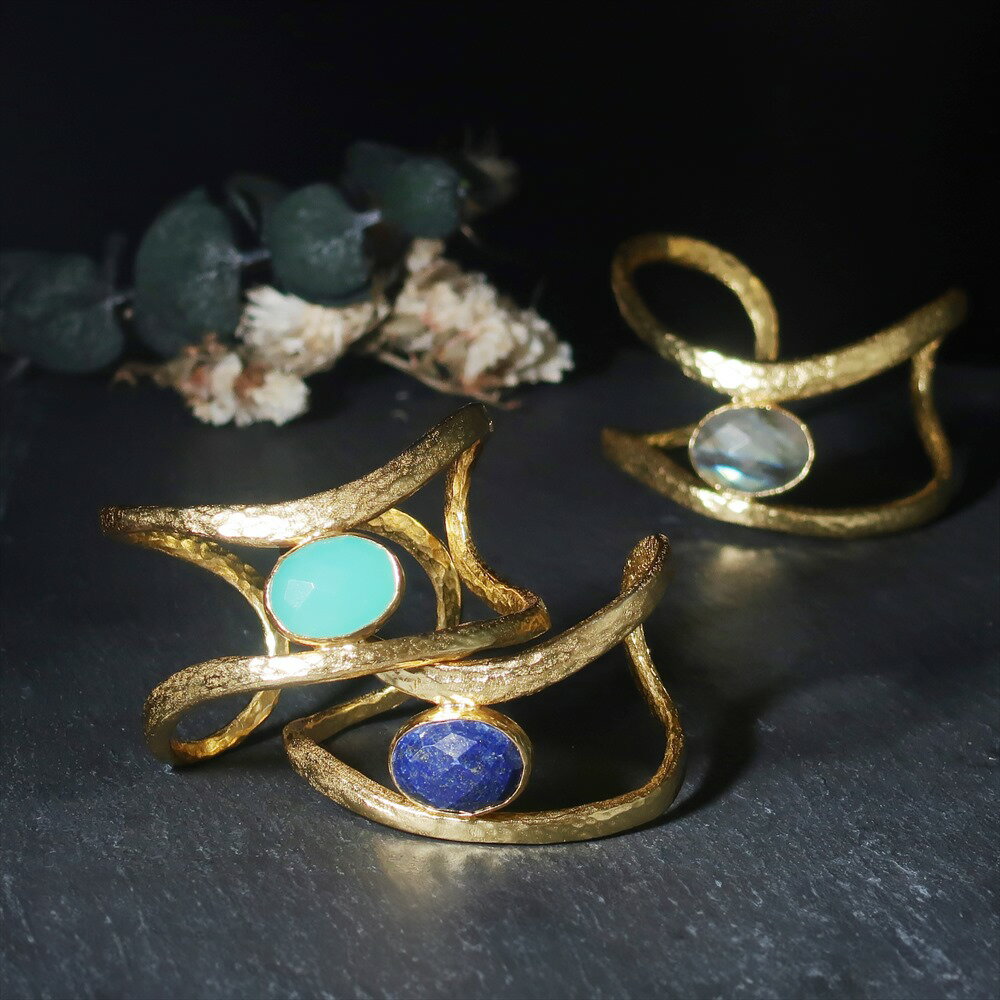 【新作。5月28日発売開始】天然石 バングル ブレスレット レディース バングル 22金 22K 天然石バングル アンティーク ゴールド 大ぶり カルセドニー ...