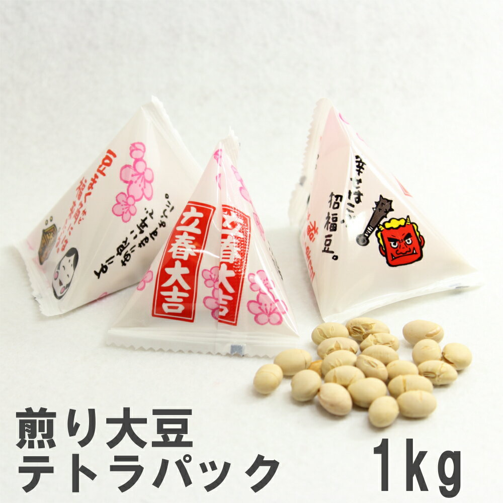 煎り大豆テトラパック1kg 2022年節分 南風堂 業務用大袋 九州産煎り大豆のテトラパック 個包装タイプ