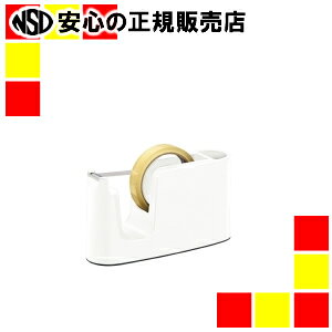 【商品について】 テープ交換がラクラク！ ●3月発売予定 ●色：ホワイト ●巻きサイズ：大巻・小巻両用 ●外形寸法：幅70×奥218×高120mm ●最大テープ幅：24mm ●最大テープ外径：107mm ●質量：約1．4kg ●材質：本体＝PP、底板＝ABS、扉バネ＝ナイロン ●JAN:4977564687540