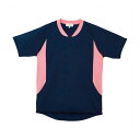 《トンボ》 入浴介助用シャツ CR108 ネイビー×ピーチ LL