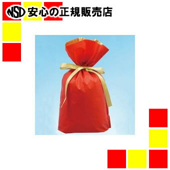 カクケイ 梨地リボン付き巾着袋赤L20枚FK2402