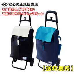 《 レップ 》 ショッピングカートバイカラーW　メッシュバッグ付き　大容量40L 耐荷重20Kg 傘ホルダー バック内面全面アルミ張りで保温・保冷効果あり