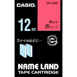 カシオ　ネームランドテープ　赤ラベル　黒文字　12mm幅