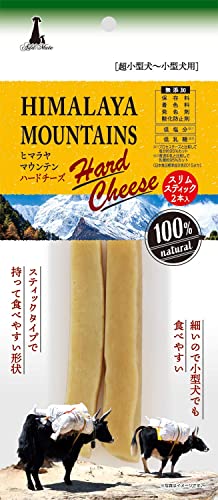 商品情報 商品の説明 商品紹介とても硬く、長時間楽しめるチーズガムです。べたつきにくく、汚れにくい。穀物アレルギーに配慮したグレインフリー。保存料・着色料・発色剤・酸化防止剤・無添加。スリムなスティック形状なので持って食べることができます。使用上の注意●本商品は犬用で、間食用です。主食として与えないでください。●消化器官が未発達な1歳未満の幼犬や、のどに詰まらせることがある中型犬や大型犬には与えないでください。●犬の食べ方や習性によっては、のどに詰まらせることがありますので必ず観察しながらお与えください。●温める場合はヤケドに注意してください。原材料・成分乳類(ヤク乳・牛乳)、ライム果汁、食塩使用方法愛犬の健康状態、年齢、運動量を考慮したうえで右記の給与量を目安に1日数回に分けてお与えください。与えたまま放置せず適度に取り上げ、目の届く範囲でお与えください。小さくなった チーズは電子レンジ(500W)で約1分温めるとパフ状になり、最後まで美味しく与えられます。ご注意（免責）＞必ずお読みください●品質保持のための脱酸素剤は、無害ですが食べ物ではありません。また、開封後に発熱する場合がありますが、問題ありません。●本品は天然素材を使用しておりますので、ヤク・牛の被毛が付着していたり、色・におい・形状・サイズ・硬さなどにバラツキがあります。また、時間の経過とともに変色する場合がありますが、品質には問題ありません。●製造工程上、表面に細かなひび割れやスス・コゲが見られることがありますが問題ありません。 主な仕様 本体サイズ (幅X奥行X高さ) :12×2×27cm 本体重量:0.08kg 原産国:ネパール