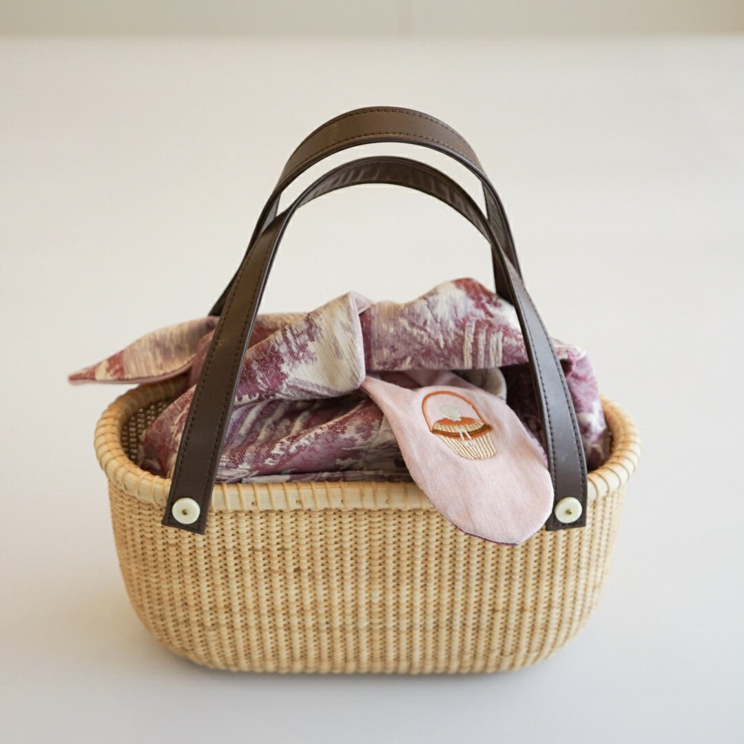 【内袋】トワルドジュイ×ナンタケットバスケット刺繍リバーシブル内袋9～12インチ／パープル【欧米セレブ達を魅了する伝統のバスケット/アメリカ・ナンタケット島で生まれた伝統の「世界一美しいかご」】のサムネイル