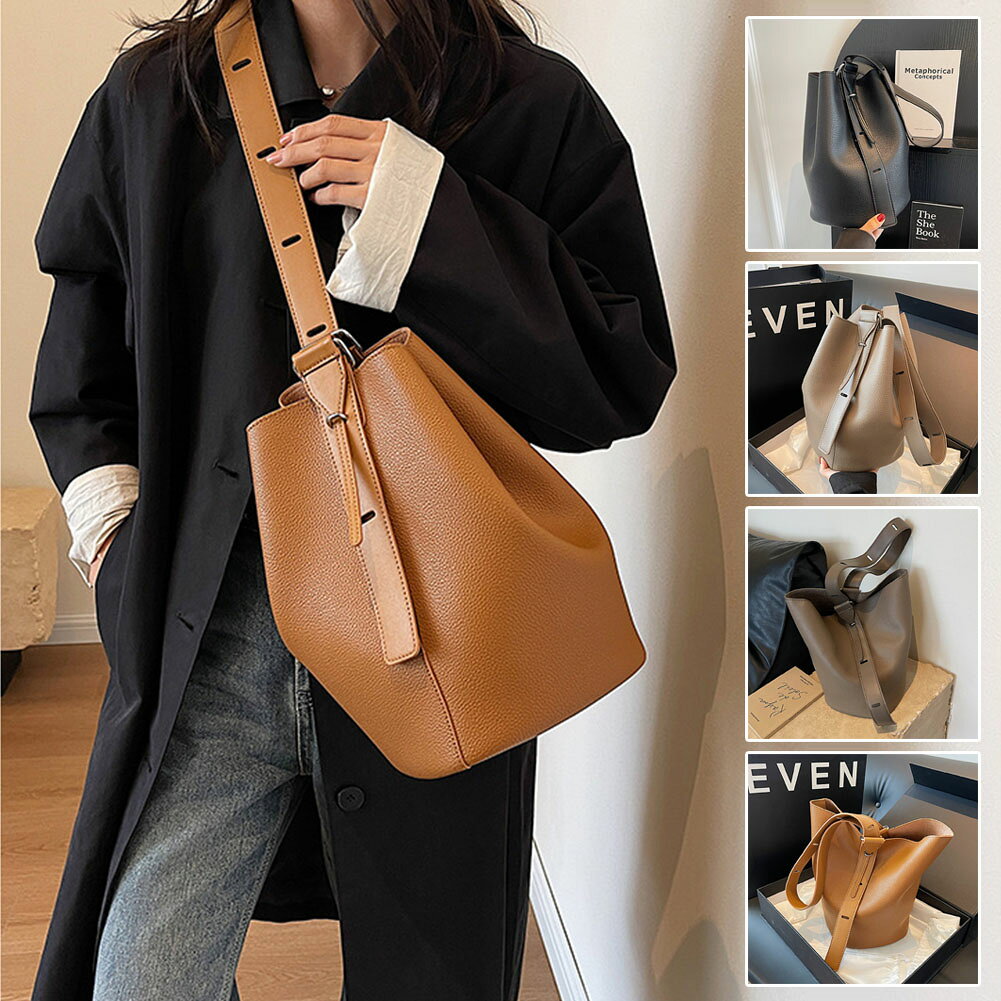 乐天商城 - 51%OFF!【時間限定:9,960円→4,880円】ショルダーバッグ レディース 斜めがけ 大容量 肩掛け バケツバッグ 大人 2way 斜め掛け バケツ型 バッグ 大きめ ワンショルダー かばん きれいめ 無地 シンプル カジュアル 通勤 通学 フェイクレザー