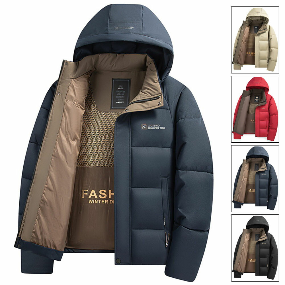 樂天商城 - 51%OFF!【時間限定:18,360円→8,996円】フード付きダウンジャケット メンズ ユニセックス ペアルック アウター ダウンジャケット ビジネス 通勤 撥水 厚手 アウター 冬服 通勤 防寒着 男性用 ダウンジャケット 着痩せ 大きいサイズ