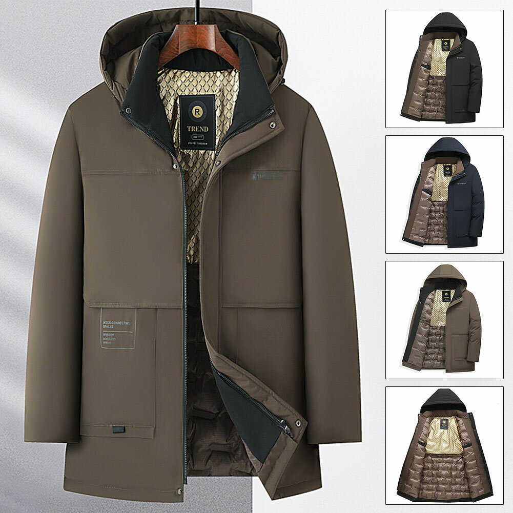 樂天商城 - 51%OFF!【時間限定:15,560円→7,624円】フード付きダウンジャケット メンズ 綿服 ユニセックス ペアルック アウター ダウンジャケット ビジネス 通勤 撥水 厚手 アウター 冬服 通勤 防寒着 男性用 ダウンジャケット 着痩せ 大きいサイズ