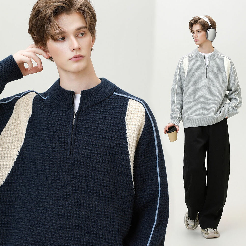 【先着30名様4時間限定50%OFFクーポン配布中】ニットセーター メンズ トップス プルオーバー 無地 長袖ニット クルーネック ニットソー セーター おしゃれ