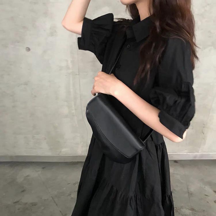 シャツワンピース 黒 夏 春 M-4XL ロング 半袖 50代 40代 30代 20代 羽織り 無地 体型カバー ゆったり きれいめ おしゃれ ビッグシルエット ギャザー ポロシャツ 着やせワンピース カジュアル