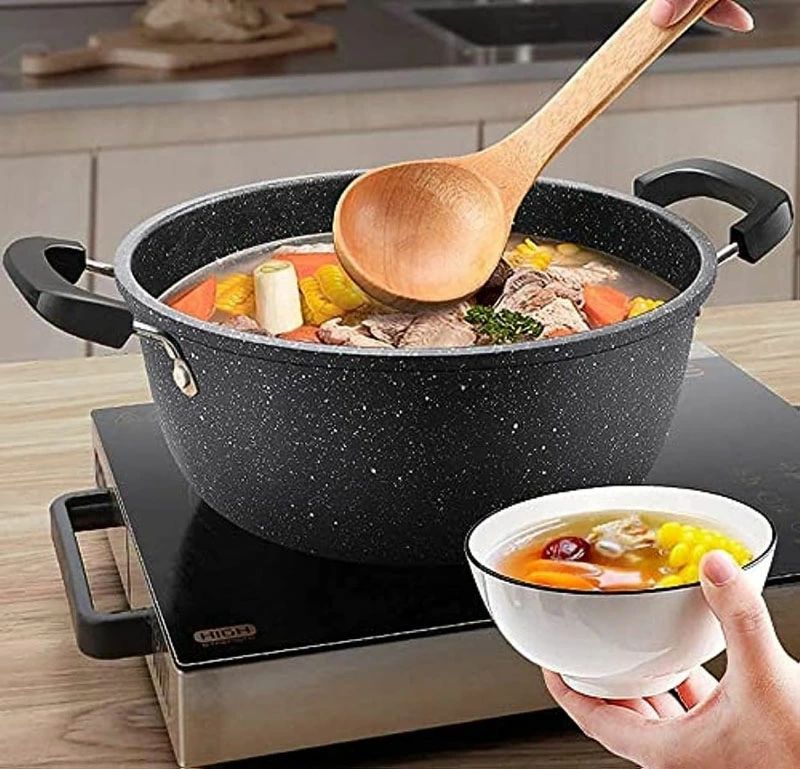 Rakuten - 両手鍋 煮物 シチューポット 蒸し鍋 マーブル?プレミアム 22cm 26cm 30cm 大容量 焦げ付きにくい オール熱源対応 ガラス蓋付