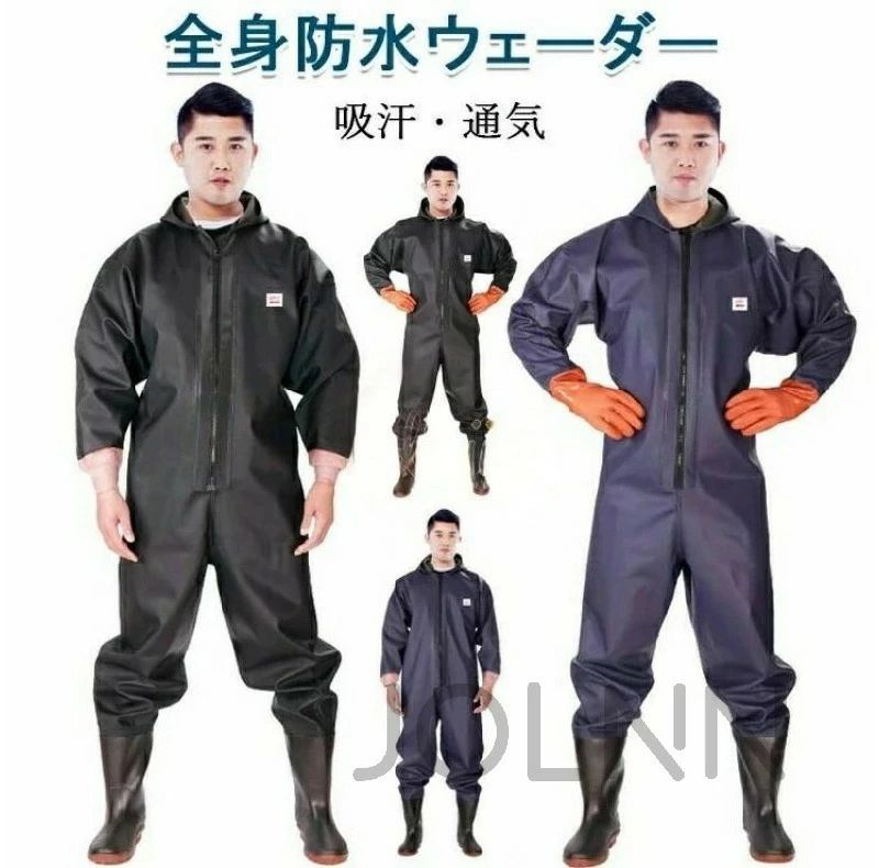 Rakuten - 釣り ウェーダー 全身防水 長袖 釣り用長靴 胴付き長靴 フード付き 完全防水 おしゃれ ウェーダー 通気 作業着 スーツ 吸汗 長靴 ウェダ