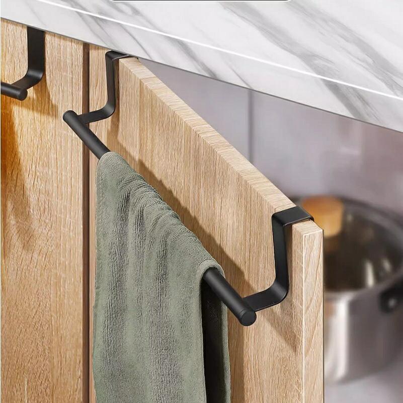Rakuten - タオルハンガー ステンレス製 タオルホルダー タオル掛け 引っ掛け式 ドア用バー ハンガー 穴あけ不要 ブラック シルバー おしゃれ ステ