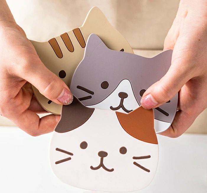 Rakuten - ネココースター かわいい ネコ 耐熱 耐寒 PVC 滑り止め 可愛い プレゼンド ギフト 家庭用