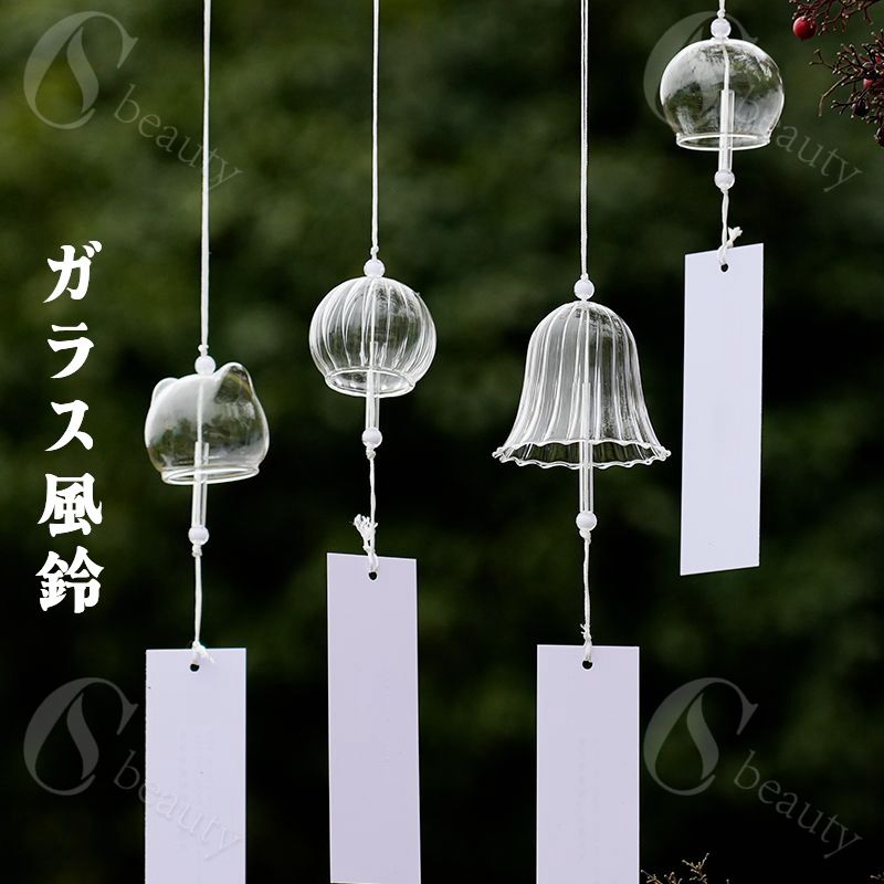 乐天商城 - 風鈴 ガラス風鈴 透明風鈴 手作り風鈴 DIYガラス風鈴 円形 鈴 猫 風鈴祭り 風鈴まつり 澄んだ音 厄除け 幸運をもたらす 涼しい感じ