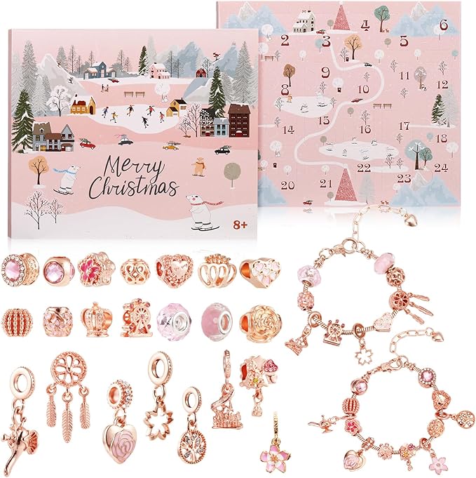 アドベントカレンダー 2025 女の子 ブレスレット 2本入 アクセサリーキット ジュエリー クリスマスプレゼント クリスマスギフト 贈り物