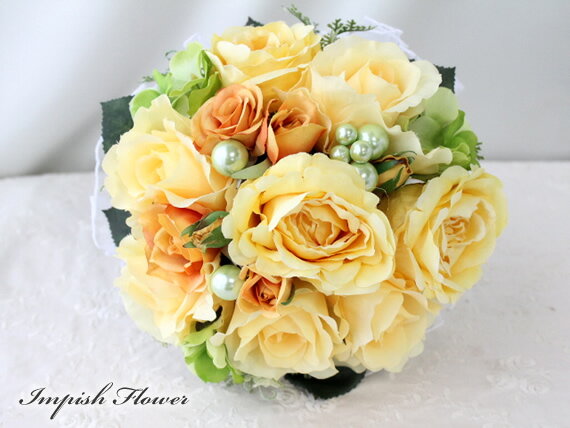 ブライダル ブーケ 注目の【人気】 ブライダルブーケ バラ BOU-10 ラウンドブーケ アートフラワー シルクフラワー 高級造花 造花 トスブーケ
