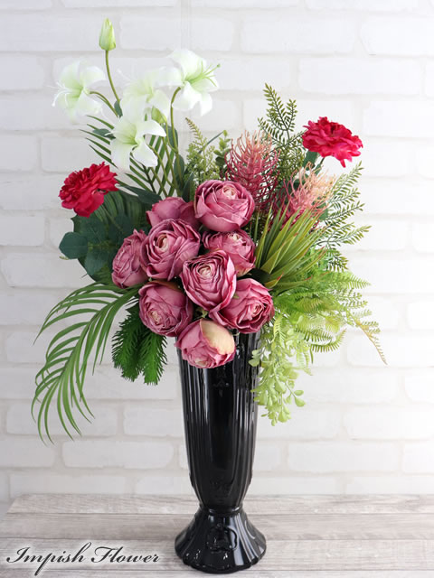 造花 フラワーアレンジメント バラ 大きい インテリア アレンジ