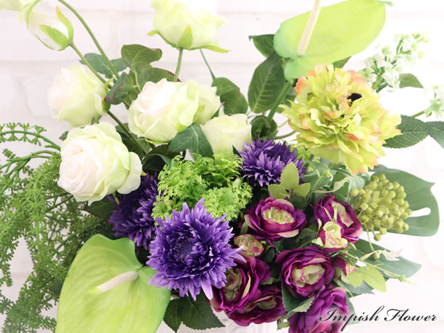 造花 インテリア フラワーアレンジメント 卓上 バラ 高級造花 アレンジメント 2