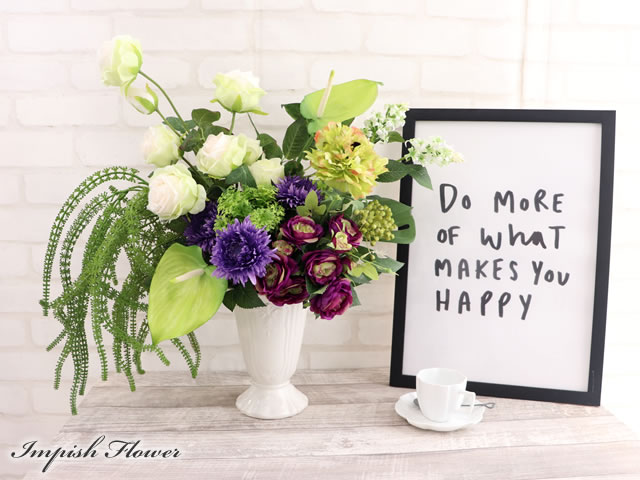 造花 インテリア フラワーアレンジメント 卓上 バラ 高級造花 アレンジメント 3