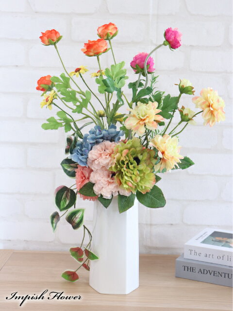 Rakuten - 母の日 造花 フラワーアレンジメント 卓上 インテリア 高級造花 豪華 おしゃれ M-450