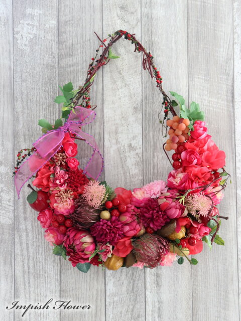 リース 造花 フラワーリース アーティフィシャルフラワー 壁掛け お花