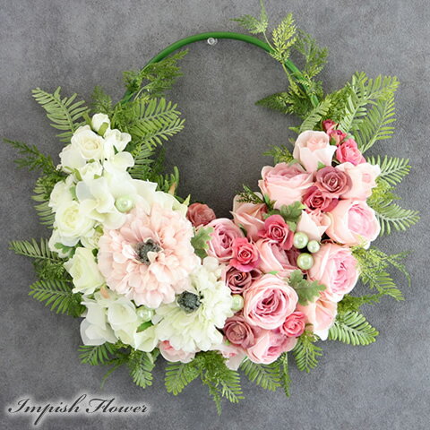 壁掛け 造花 リース インテリア おしゃれ フラワーリース 豪華 アレンジ