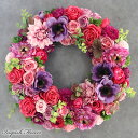 リース 造花 特大 壁掛け 高級 48cm 豪華 フラワーリース 大型 アートフラワー 大きい