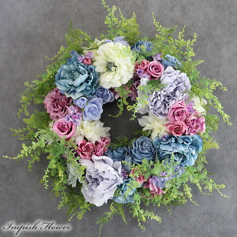 リース 造花 特大 壁掛け 高級 50cm 豪華 フラワーリース 大型 アートフラワー 大きい