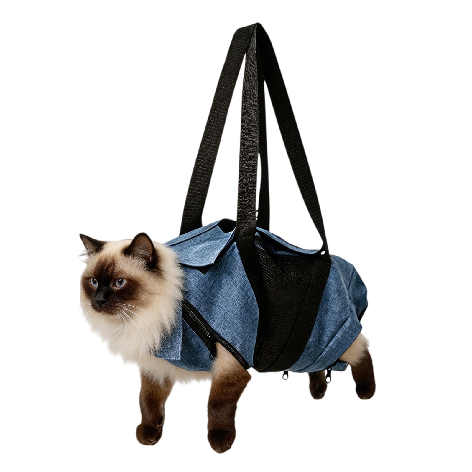 猫用グルーミングバッグ - ひっかき防止・通気性 快適ホールドポーチ | 猫用グルーミングツール収納バッグ,子犬・ペット用 肩掛け 室内 屋外 自宅 バスルーム