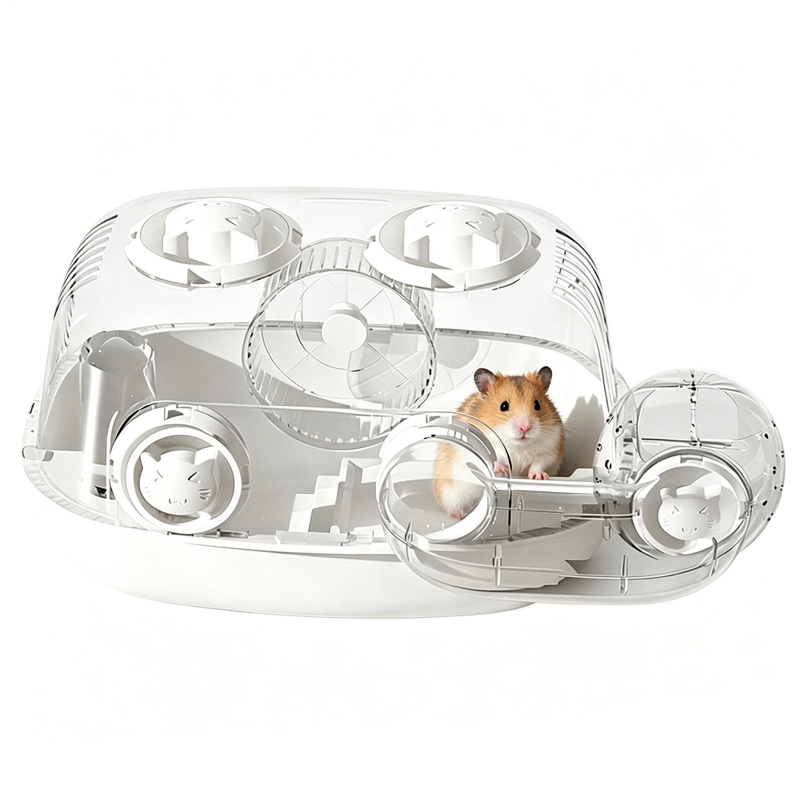 小型サイズのハムスター用透明飼育ケージ,トンネル付き透明ペット飼育ケース,小動物用エンクロージャー | ドワーフハムスター、フェレット、スナネズミ、ハリネズミ、チンチラ、ウサギ用