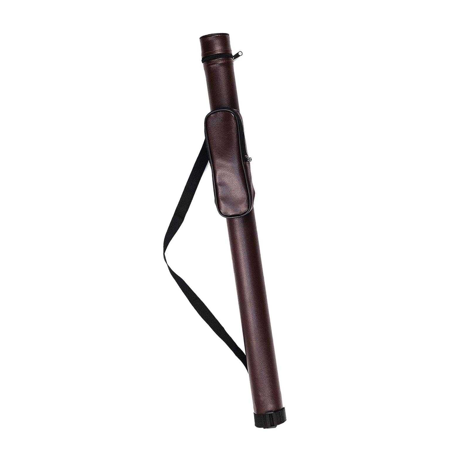 Rakuten - ビリヤード キューケース 1/2 2ジョイント用 1バット1シャフト 86cm PUレザー ショルダーストラップ付 収納ポーチ スヌーカー キューバッグ ブラウン 持ち運び ハードケース風 ソフトケース