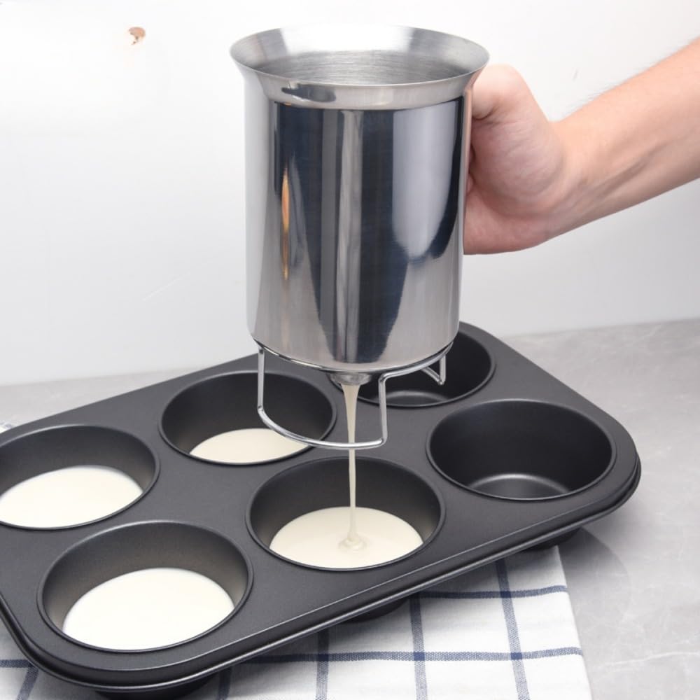 パンケーキ 生地ディスペンサー ステンレス製 チャッキリ 種落とし たこ焼き器 粉次 漏斗 ハンドル付き 製菓用品 ホットケーキ ドーナツ キッチンツール 便利グッズ 調理器具 105mm×125mm×162mm naocyame-10007903 NeoMart サンプル画像3
