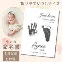 【本日先着15名様 5%OFFクーポン＆ポイント5倍DAY】命名書 手形 足形 名入れ お七夜 赤ちゃん 予備入り 記念 手形足形 手型 出産 飾れる 出産祝い 台紙 記念 2L シンプル 小さい かわいい 小さめ プレゼント 記念品 0歳 1歳 出産記念 ギフト クリスマス