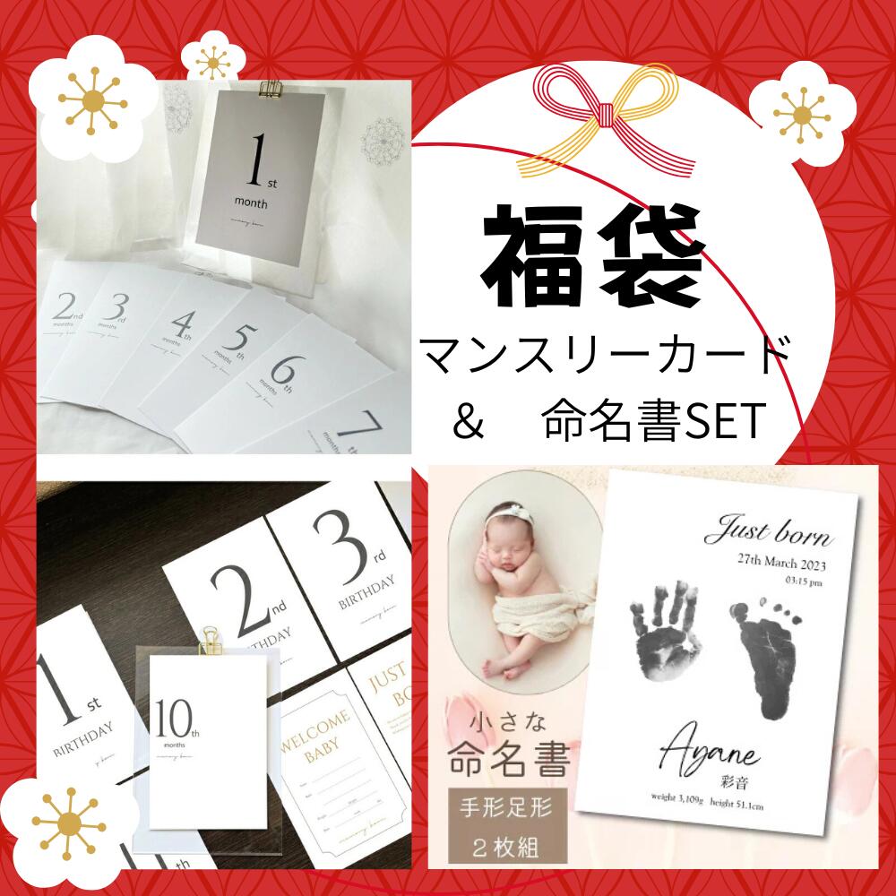 【初売り 先着30名様】マンスリーカード& 名前入り命名書 手形 足形 名入れ お七夜 赤ちゃん 予備入り 記念 手形足形 手型 出産 飾れる 出産祝い 台紙 記念 2L シンプル 小さい かわいい 小さめ プレゼント 記念品 0歳 1歳 出産記念 ギフト