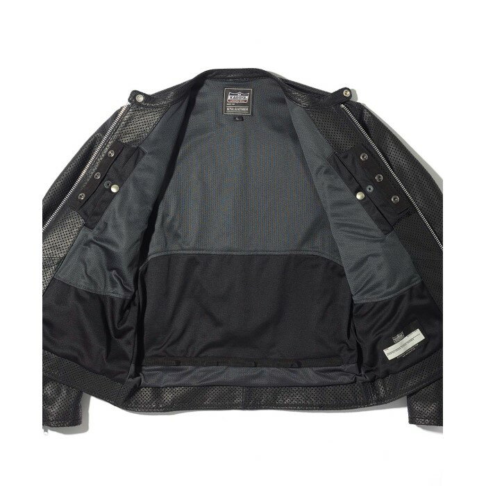 KADOYA 【大きいサイズ】PL-RAFF レザージャケット パンチング ブラック◆全2色◆ 3