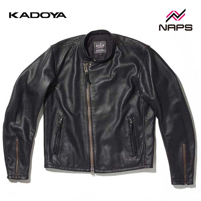 KADOYA カドヤ 1305 PL-SW レザージャケット ブラック パンチングレザー セミダプル ライダース プロテクター装着可能 ベンチレーション 通気性...